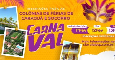 Inscrições para o Carnaval 2025 nas Colônias da Afalesp.